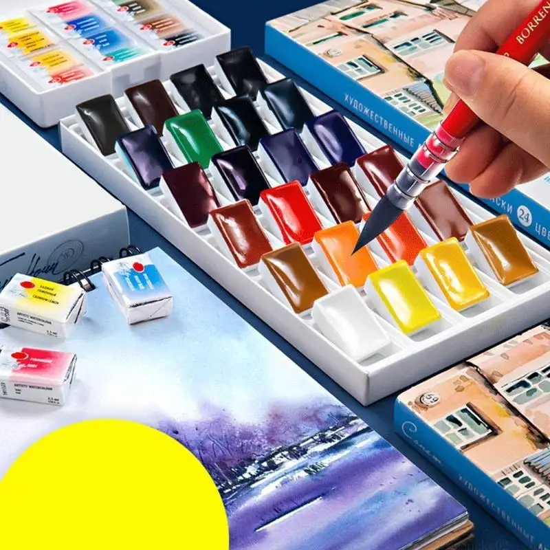 24-colors-artist-watercolor-paint-foldable-palette-lid-drawing-supplies