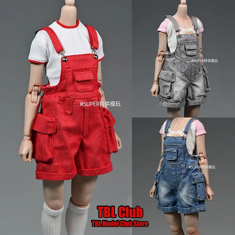 In Stock 1/6 Scale Female Soldier Multi Pocket Casual Workwear Shoulder Straps Shorts Clothes For 12inch Action Figure Model