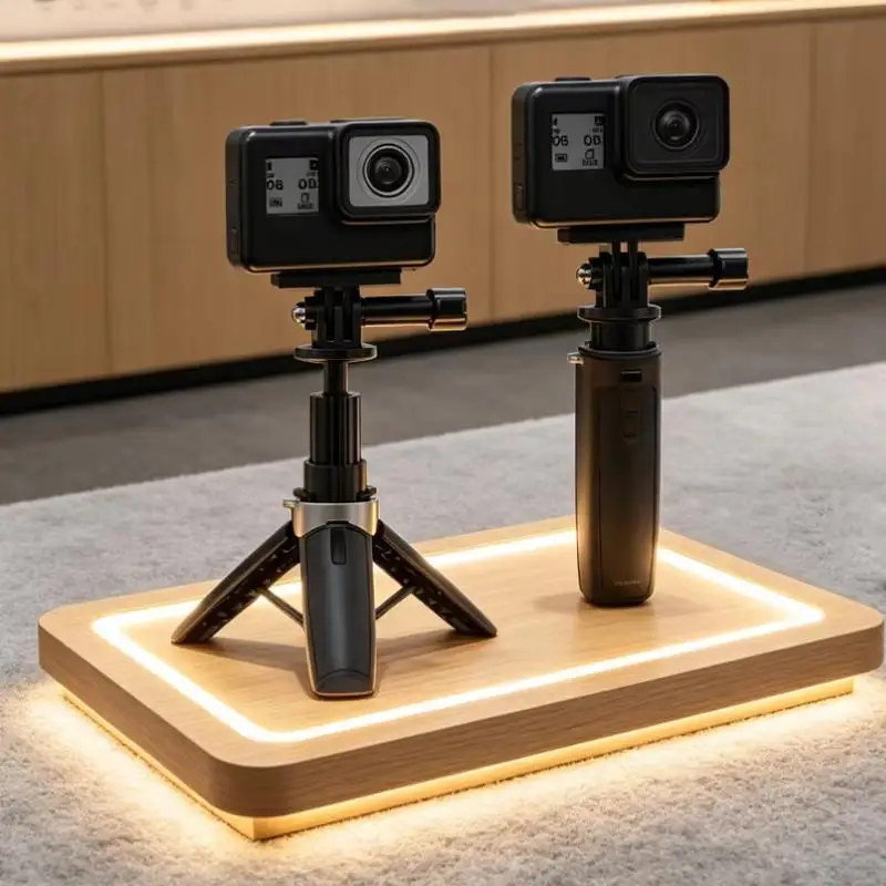 Mini Black 1/4 Mount Camera Stand Universal Action Camera Selfie Stick And Tripod Enable Won't Pinch Fingers One Click