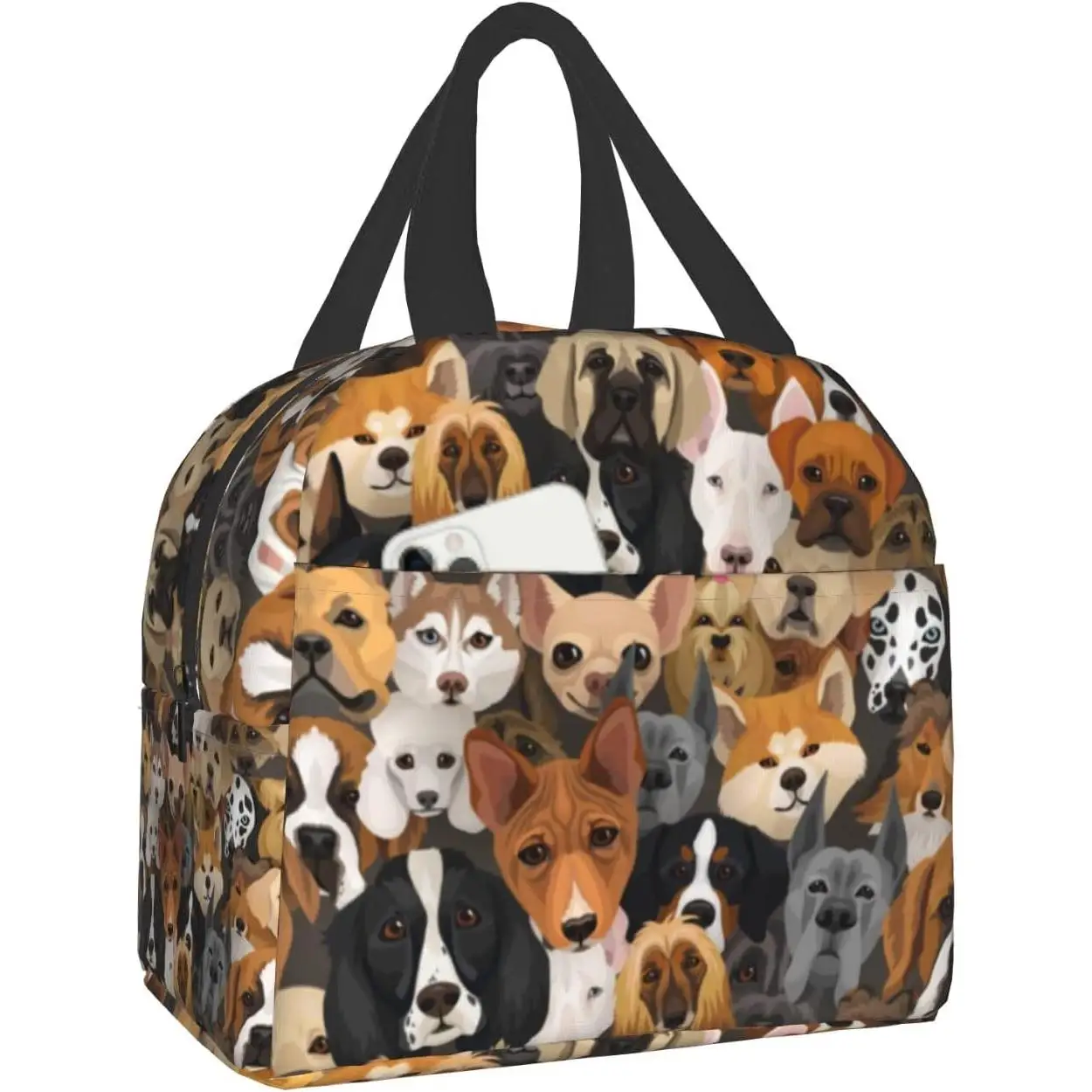 

Dogs Lunch Bag, Funny Dogs Insulated Tote Reusable Washable Thermal Cooler Picnic Food Carrier Travel Work School for Women Men