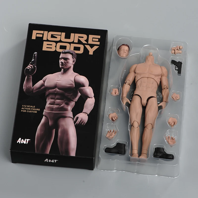 AM116 1/12 cuerpo Flexible, musculoso, superfuerte, sin costuras, hombre con cabeza y manos, accesorio de pistola, modelo compatible con muñeca de figura de acción de 6"