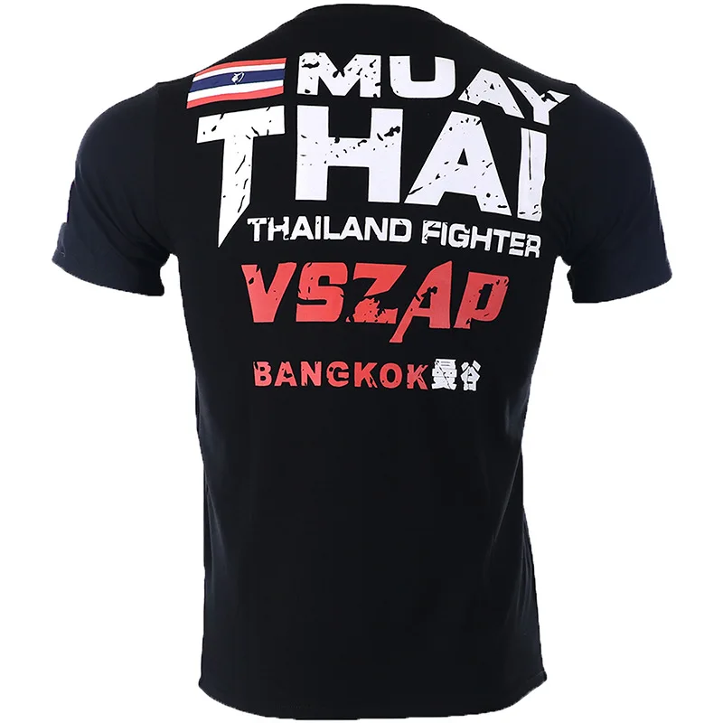 VSZAP boks MMA T Shirt wysoki skok kopnięcie siłownia Muay Thai szkolenia walki nosić sztuki walki Jiu Jitsu Kickboxing Rashguard