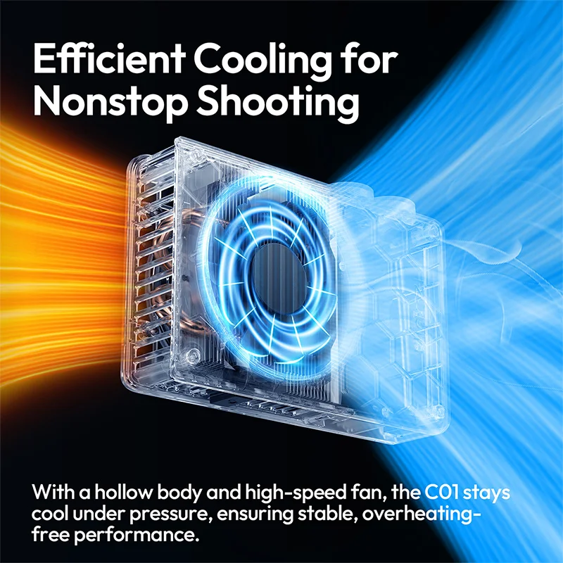 ​ Ulanzi C01 100W COB Light ثنائي اللون ملء الضوء 14500Lx 100W COB Light 2700-6500K مع مروحة تبريد لتصوير مدونة الفيديو المباشرة