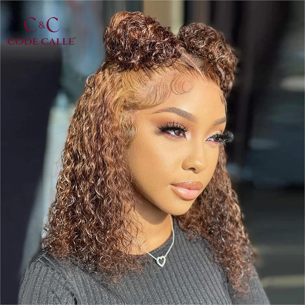 

Wear and&Glueless Wig Pre Plucked Pre Cut 4/27 Honey Blonde Glueless Bob Wig Human Hair Highlight Ombre，Deep Wave Lace Front Wig