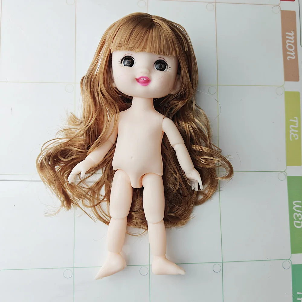 16 cm bjd Doll Body 1/8 z głową i butami Mini Doll Naked Body 13 ruchomych stawów 3D oczy dla dzieci DIY Toys