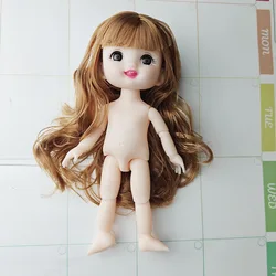 16 cm bjd Doll Body 1/8 with Head and Shoes Mini Doll Naked Body 13 Movable Joints 3D Eyes for Children's DIY Toys