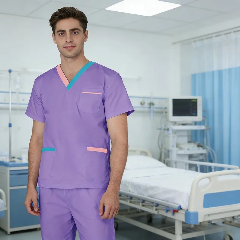 Neutral Split Style Hand Washing Suit Set, Short Sleeved Wrinkle Resistant Fabric, Suitable for Medical Staff and Dentists.