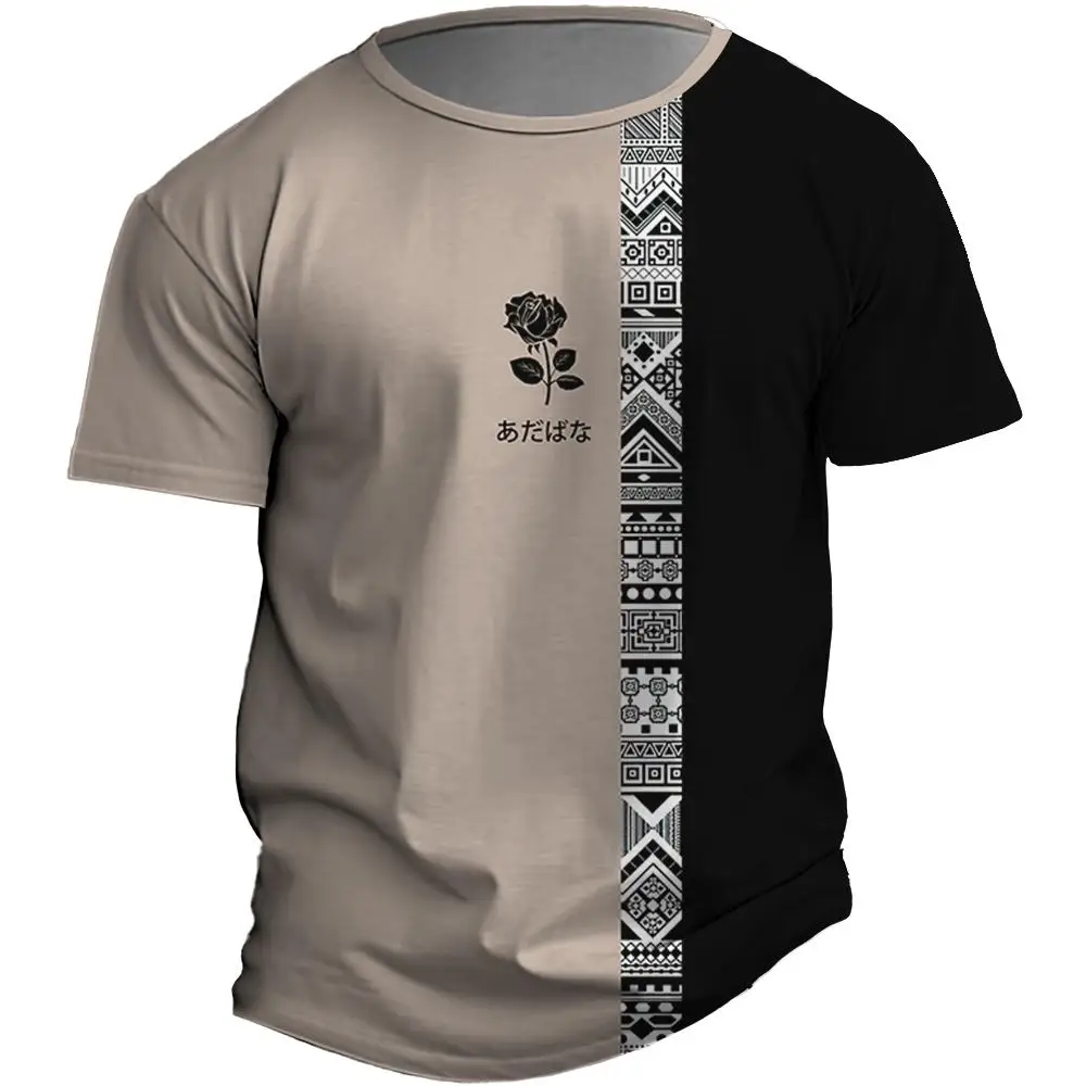 Funny Ethnic Style Print Men's T Shirt Casual O-neck Short Sleeve Tops Hip Hop Trend Streetwear Summer Loose Breathable T-shirts