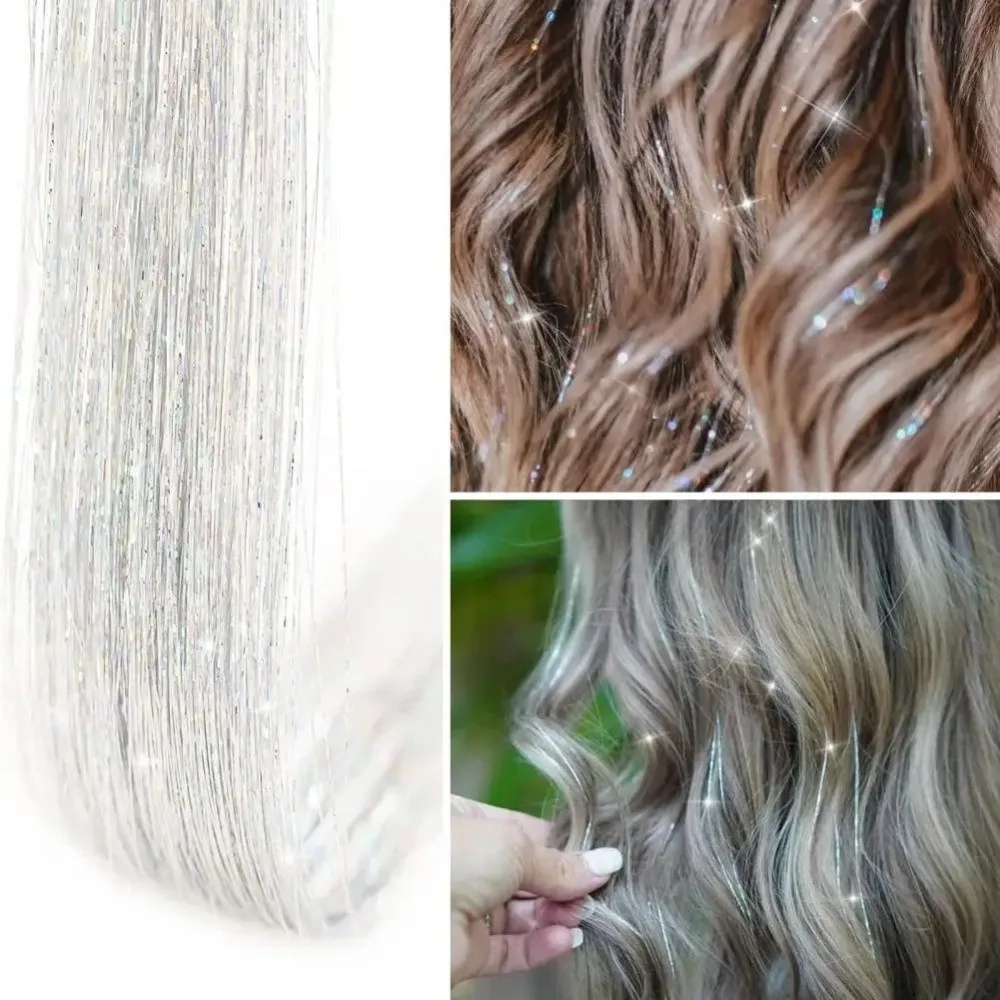 

Модные накладные пряди для волос: блестящие синтетические пряди-тислэны, длинные прямые накладные пряди для девочек