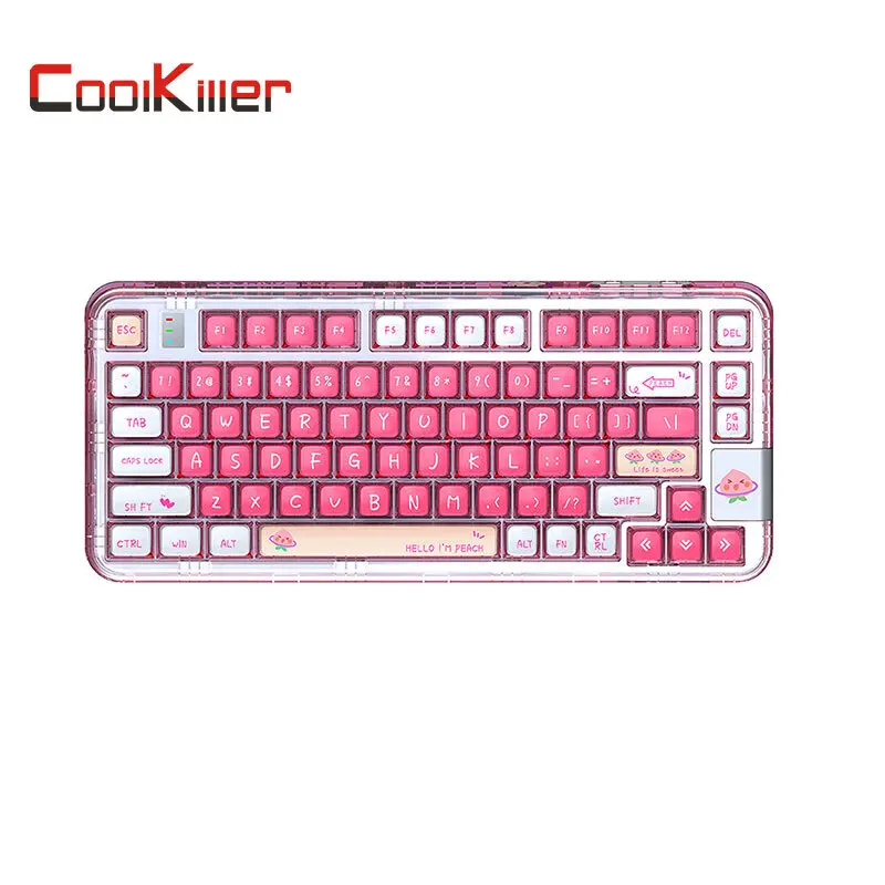 

COOLKILLER CK75 Transparent Mechanical Keyboard Pink 2.4G/ Wired/Bluetooth 3 modes Mechanical keyboard RGB Light Hot swap