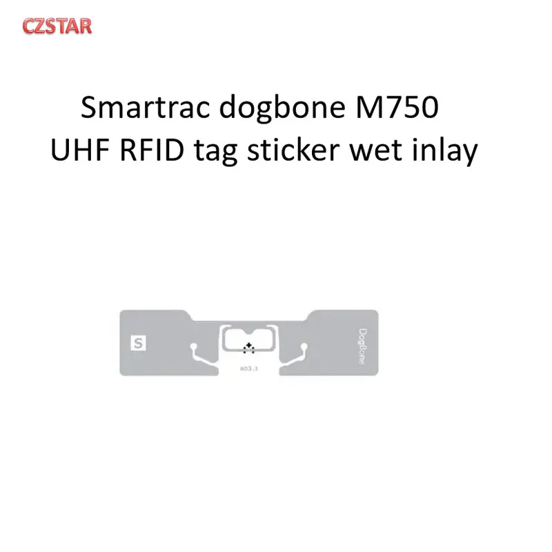 Czstar 100 sztuk doskonała wydajność Smartrac DogBone RFID uhf tag M750 Impinj R6 daleki zasięg RFID uhf tag naklejka mokra wkładka