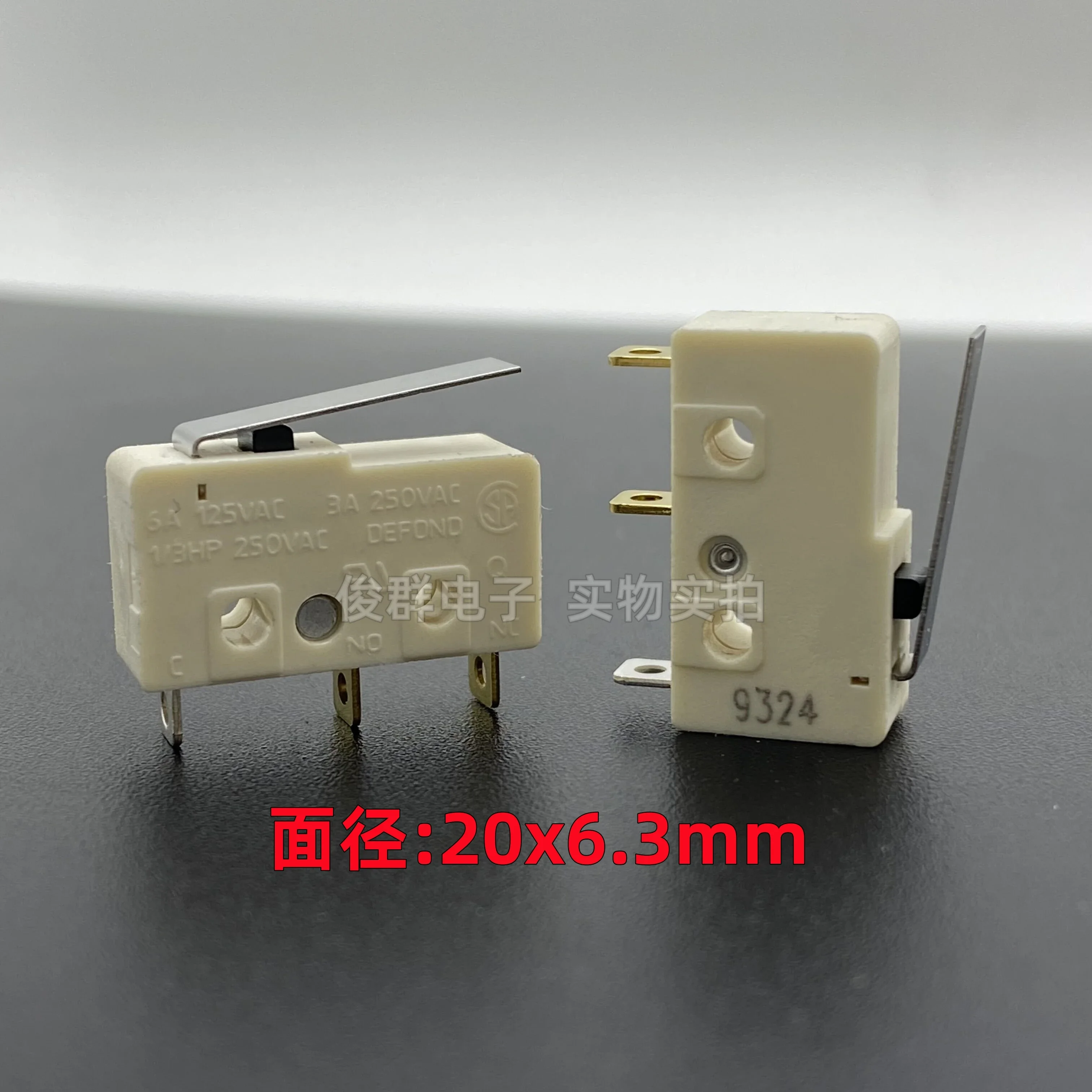 10pcs/micro switch with handle travel limit reset button touch white button 3 feet 3A/250V