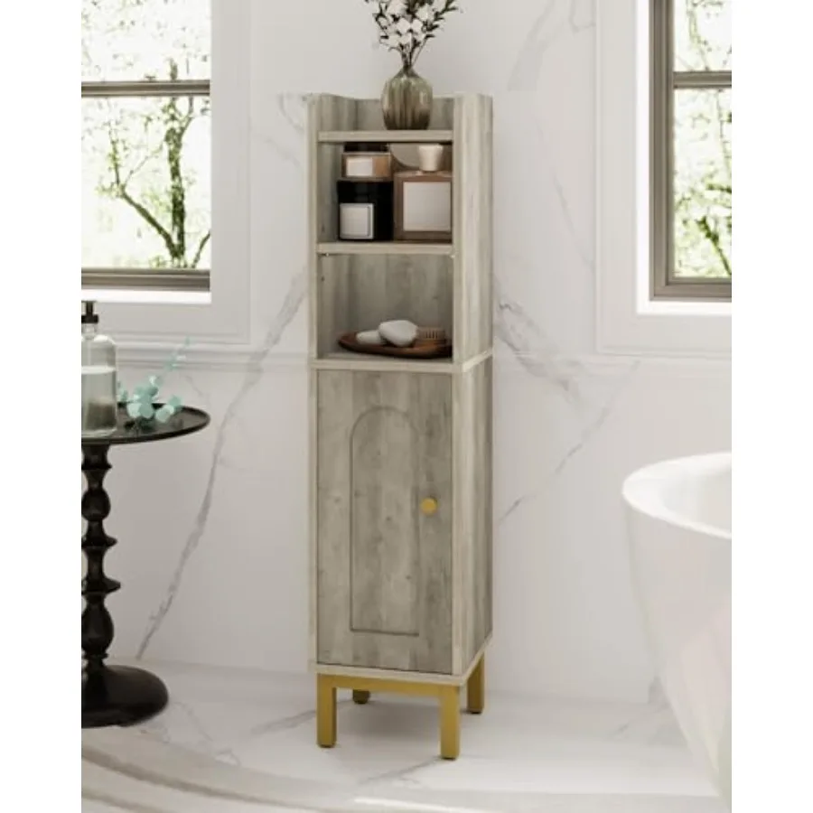 

Bathroom Storage Cabinet Small Corner Floor Cabinet with Door and Shelves Narrow Toilet Paper Holder Bathroom Organizer with Ad