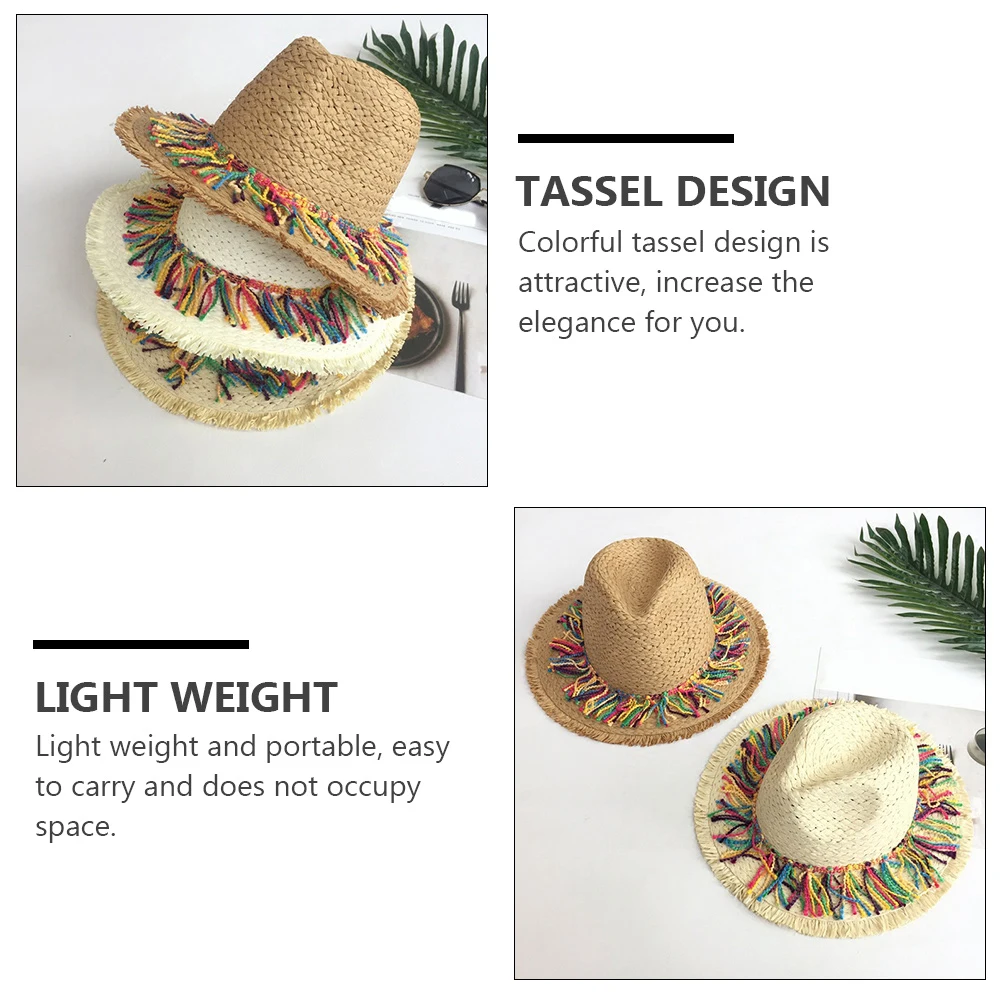 

Straw Braid Hat Summer Lightweight Portable Breathable Straw Braid Hat Outdoor Activities Hats Sun Protection Design