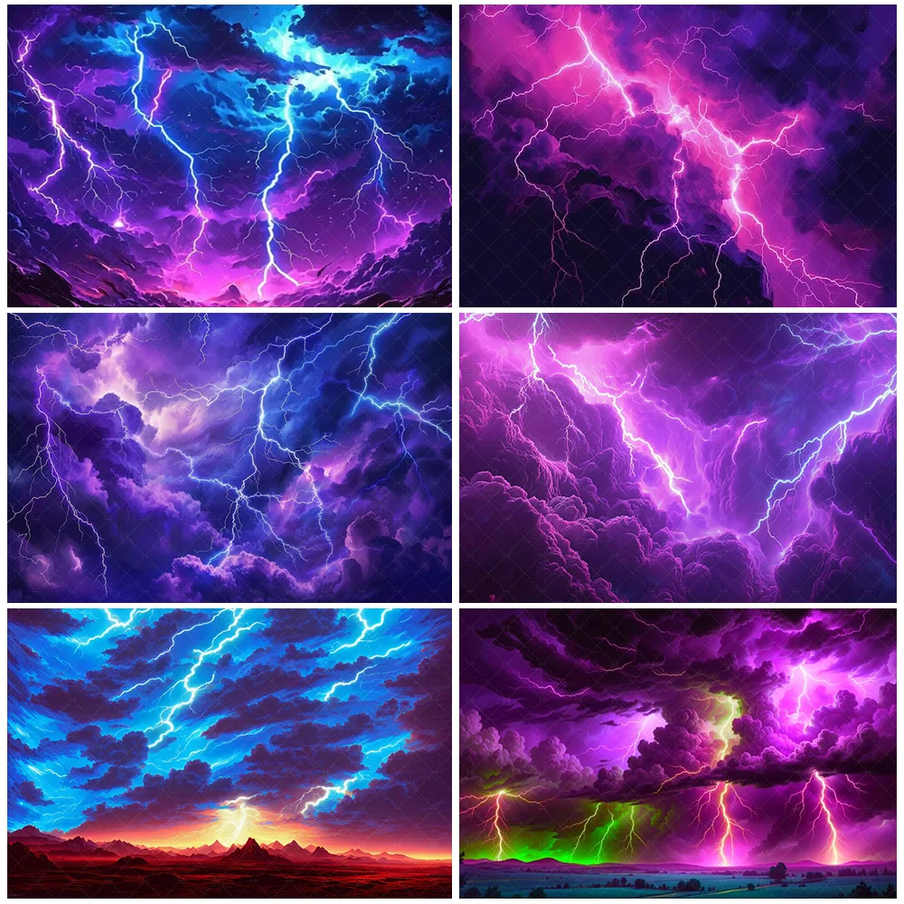 

Psychedelic Lightning Ultraviolet Sky Theme Backdrop Colorful Cloud Wall Art Poster Tapestry Room Decorations Baby Shower Supply
