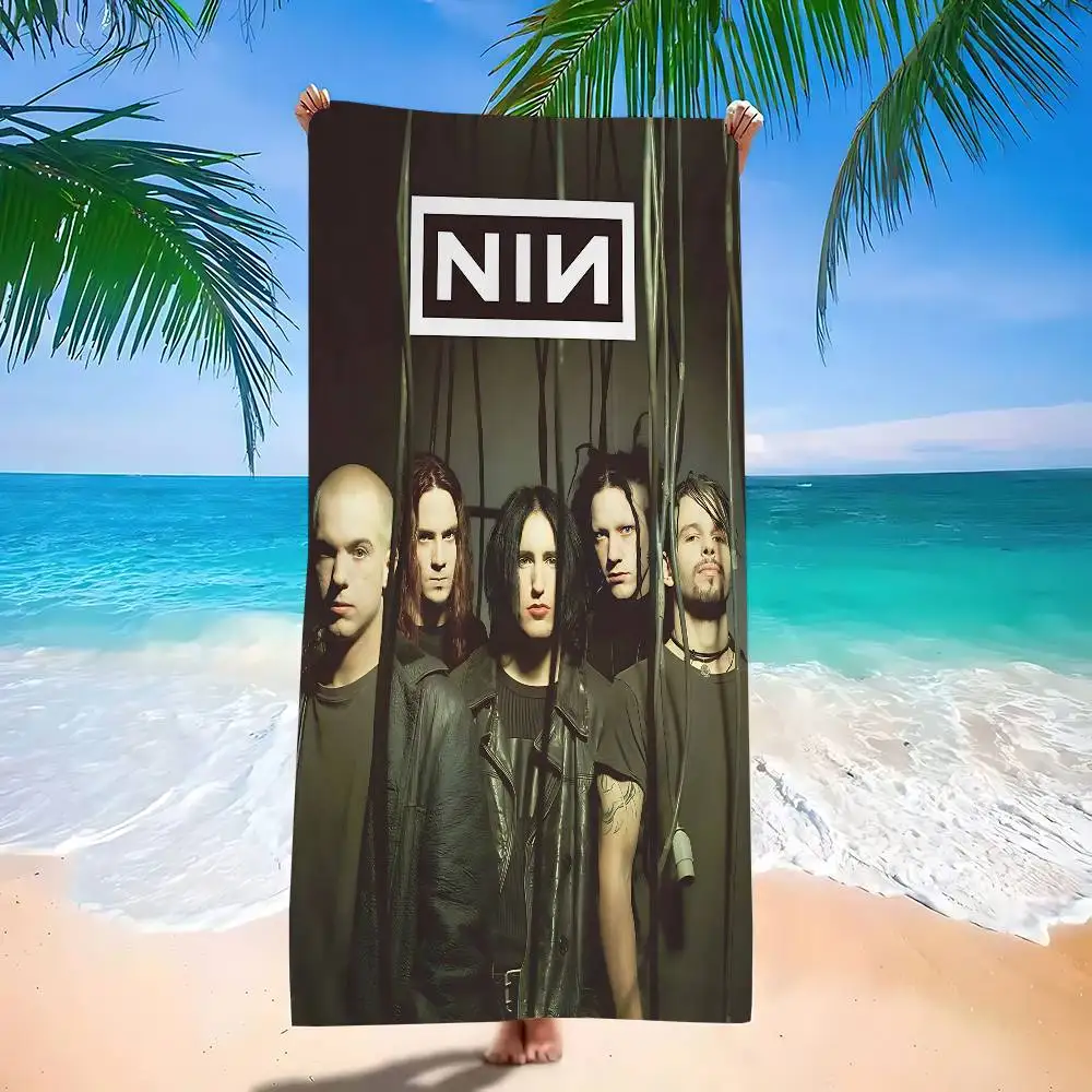 Rock Band Nine Inch Nails Beach Towel Colorful Bath Towels for Girl Microfiber Quick Dry Custom Sand Free Beach Yoga Spa Gym
