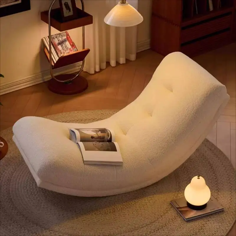 

-+-Cream Lazy Rocking Chair Living Room Bedroom Single Apartment Comfortable Chair Sofa Lounge Fauteuil Salon Furniture Home