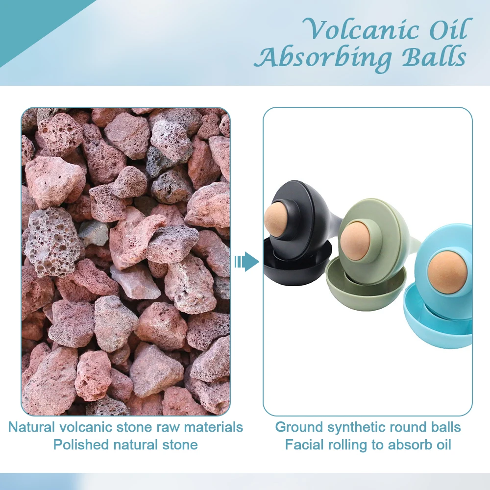 Rullo vulcano assorbente olio riutilizzabile portatile controllo della pelle grassa cura della pelle del viso strumento per la pulizia del viso rullo di controllo dell'olio pietra