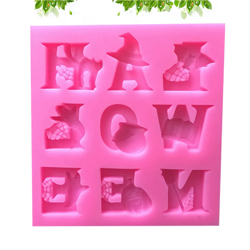 

Halloween Fondant Mold Pumpkin Cake Baking Chocolate Letters DIY Molds Silicone