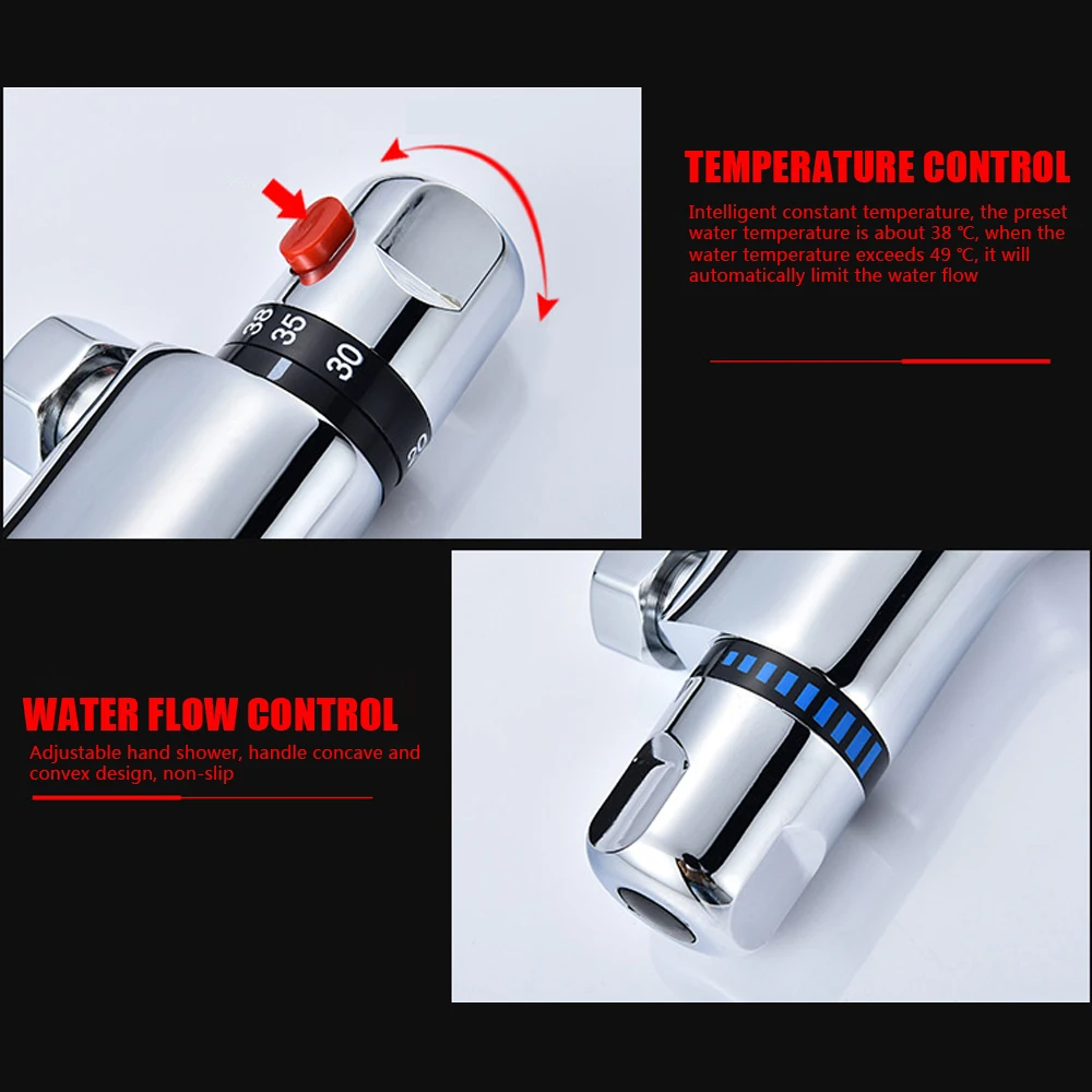 Imagem -06 - Válvula de Mistura Hermostática t para Banheiro Torneira do Chuveiro Misturador Quente e Frio Torneira de Banheira