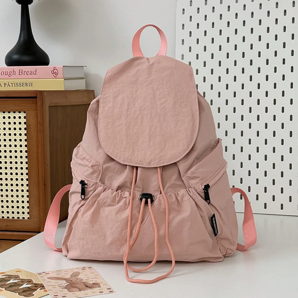 

Fashion Lightweight Travel Backpack Korean Style Waterproof Drawstring Backpack Large Capacity Nylon Student Schoolbag Outdoor
