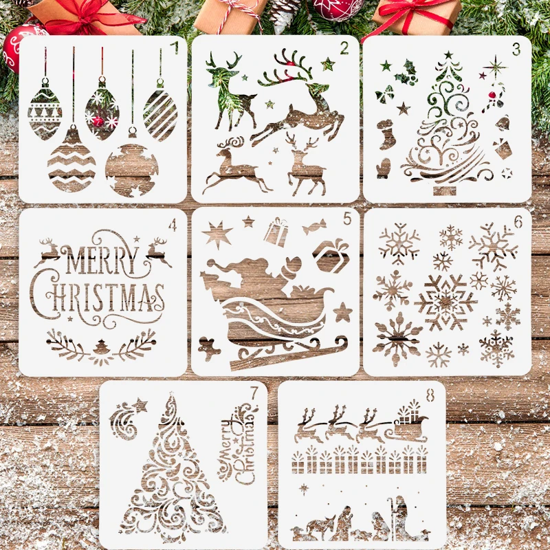 DIY Merry Christmas Drawing Stencil Templates Embossing Paper Card Painting Scrapbooking Stamp Album Decoration New Year Gift