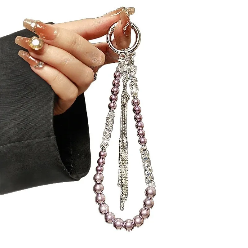 الفاخرة الماس شرابة الكريستال الهاتف المحمول الحبل الراقية لؤلؤة داهوا قلادة سلسلة محمولة قصيرة للهواتف #6