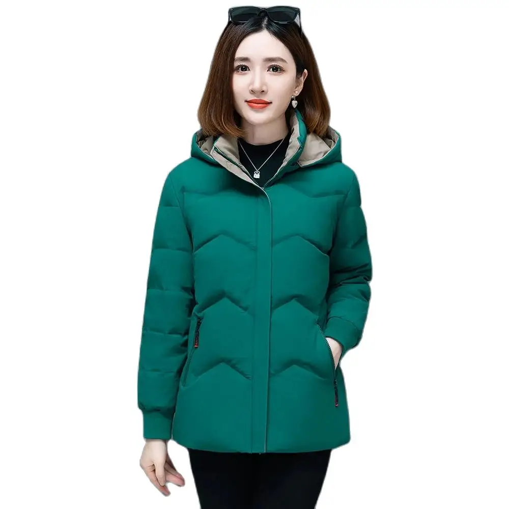 Lovepeapomelo-parka acolchada con capucha para mujer, Parkas ajustadas con cremallera, color sólido completo, precio sorpresa, Invierno