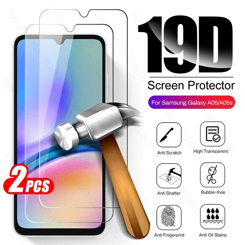 2PCS Full Cover Tempered Glass Case For Samsung GalaxyA05s Galaxy A05 A05s A 05s 05 s 4G Protective Glass SamsungA05 SamsungA05s