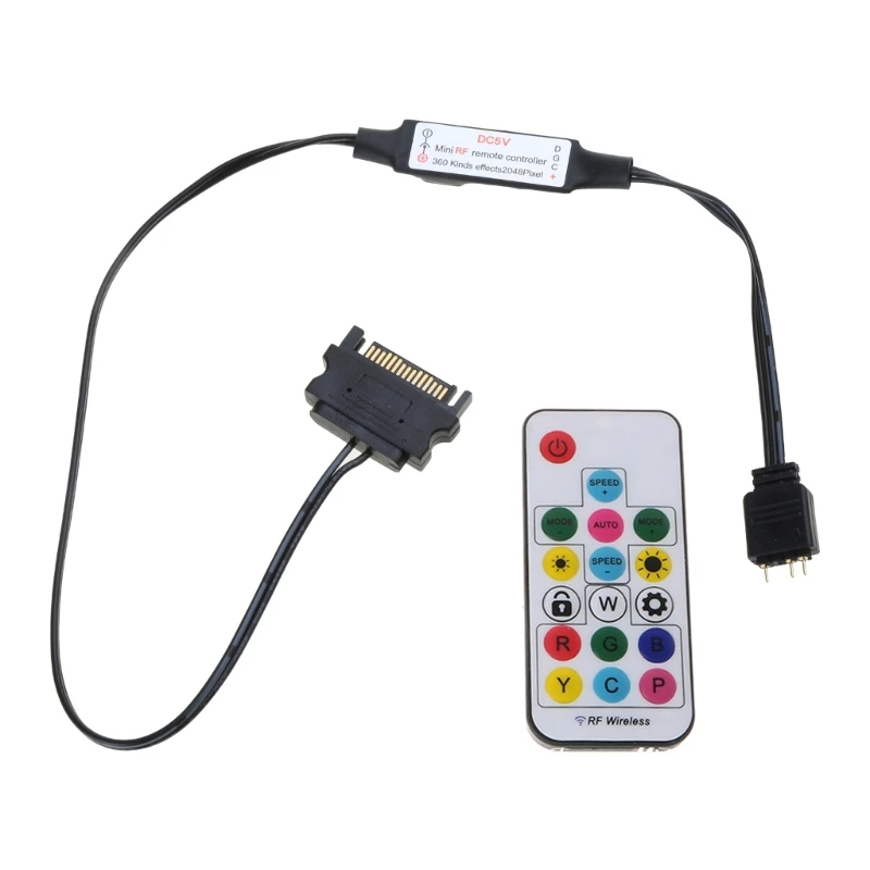 RGB LED Controller 12V SATA RF Wireless Remote Control Large 4Pin RGB LED Strip Controller for PC Computer for Case Ligh