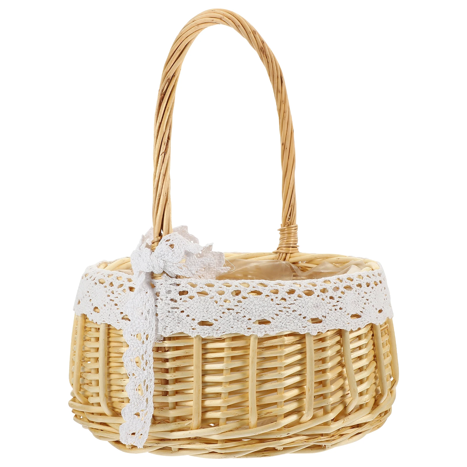 

Portable Woven Lace Design Storage for Lace Design Basket Home Portable Basket Empty Handheld Organizing Container