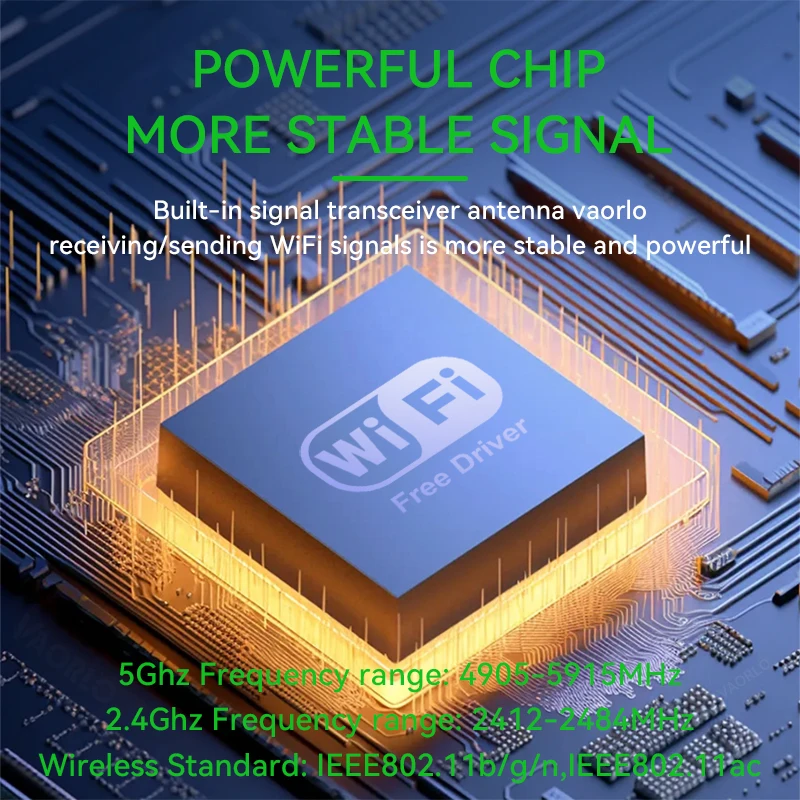 VAORLO ثنائي النطاق 1200 ميجابت في الثانية واي فاي USB محول 2.4 جيجا + 5 جيجا هرتز واي فاي دونغل استقبال USB3.0 عالي السرعة 802.11AC بطاقة الشبكة اللاسلكية للكمبيوتر / الكمبيوتر المحمول سائق مجاني مع هوائي
