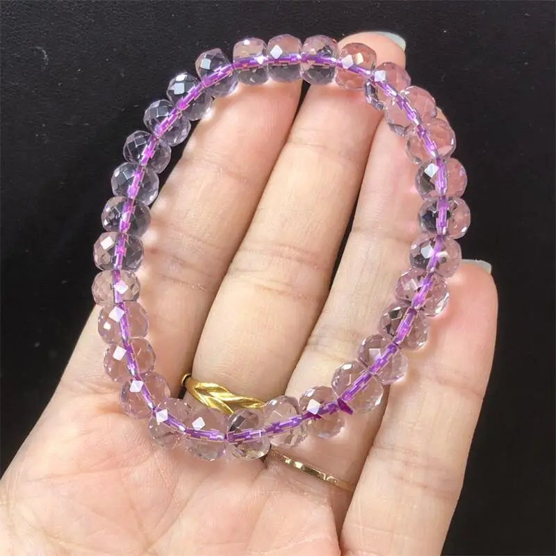 

Natural Brazilian Facet Bead Amethyst Bracelet Design Stretch Polychrome Handmade Beads Healing Women Jewelry Gift 1pcs