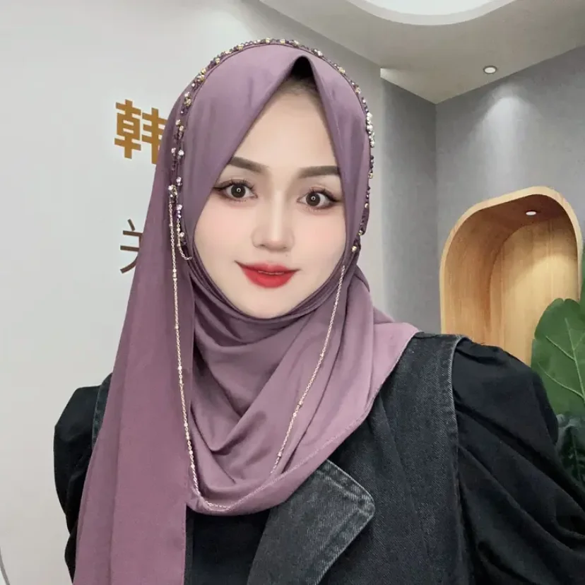 2024 Dubai Fashion School Girls Women Muslem Hijab Long Wraps