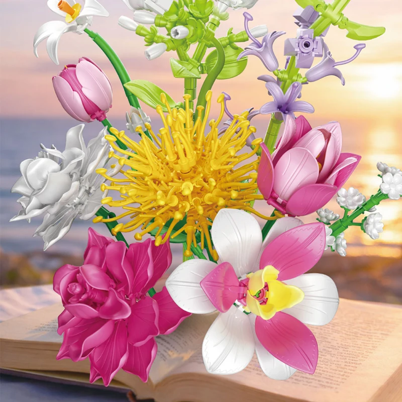

Bouquet Blossoms Building Blocks Creative Eternal Flowers Bricks Model Assemble Toys Gifts For Girl Ornament Home Decoration