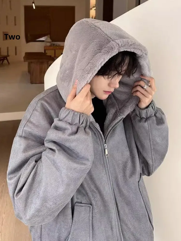 เสื้อโค้ทผ้าฝ้ายบุขนและหนังสำหรับผู้ชาย รุ่น Desert Eagle Hooded Jaet Thiened เหมาะสำหรับฤดูหนาว ดีไซน์ยาว แฟชั่นสำหรับวัยรุ่น