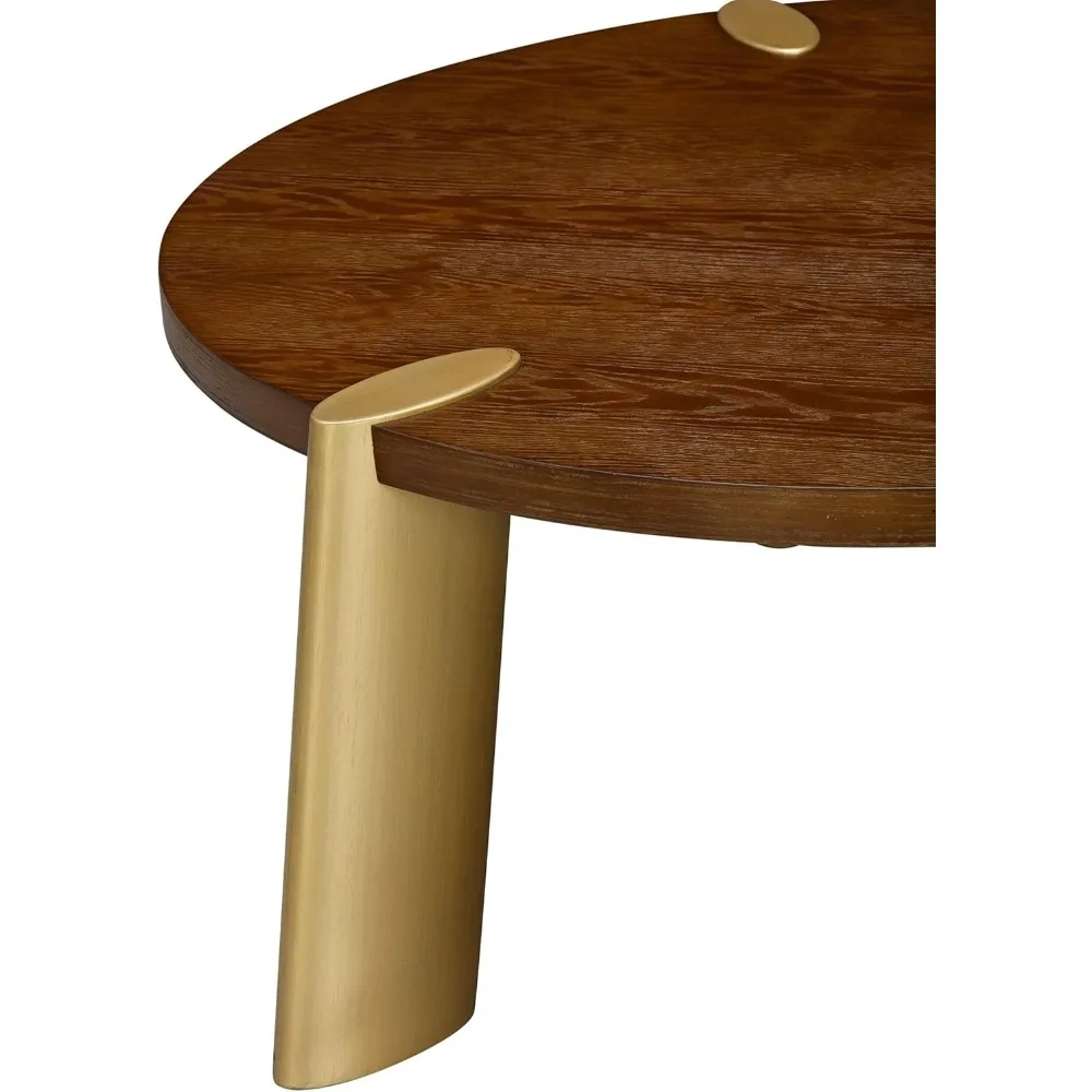 طاولة قهوة بوهو خشبية مستديرة مقاس 40 بوصة لغرف المعيشة وتناول الطعام - مقاومة للماء والحرارة، جوز داكن #5