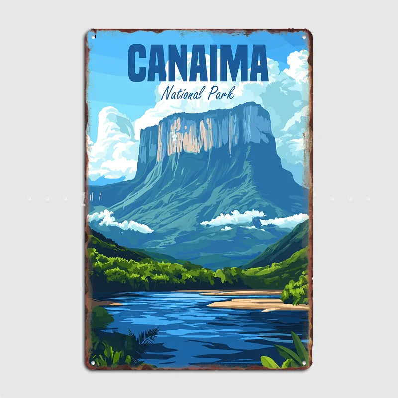 Póster de viaje con paisaje del Parque Nacional de Canaima, cartel metálico personalizado para bar, dormitorio, decoración de pared interior del hogar, decoración de habitación