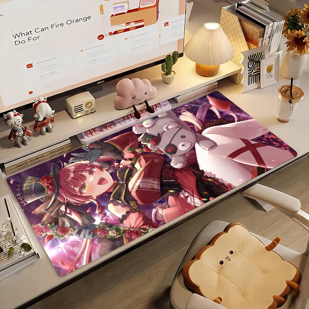 

Gaming Mouse Pad,Desk Mat,Large Size,Anti-slip,Stitched Edges,Soft Rubber,Pink Hair Pirate Girl Bear Doll Deskpad For Office Use