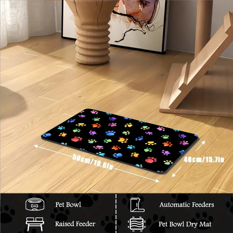 Pet Feeding Mat Suction Cat, Dog Mat No Stain Quick Drying Dog Water Dispenser Dog Water Bowl Suitable for Food and Water Bowl