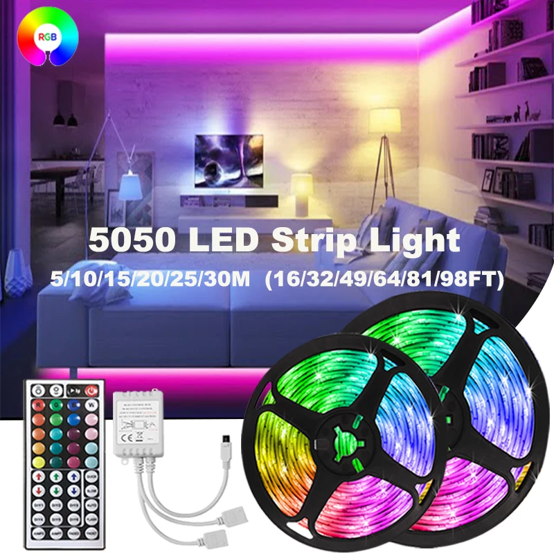 44Key RGB LED Strip Lights Wall Room Decoration Dimmable Rgb Led Tape Light Smart Remote Control 12V Elastyczne paski neonowe 5050