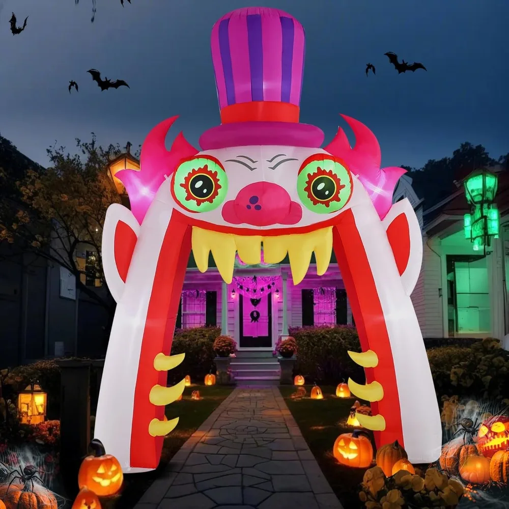 

13ft Clown Arch Halloween Inflatable Outdoor Decoration, Courtyard Decoration with LED Lights, for Outdoor Lawn, Garden, Family