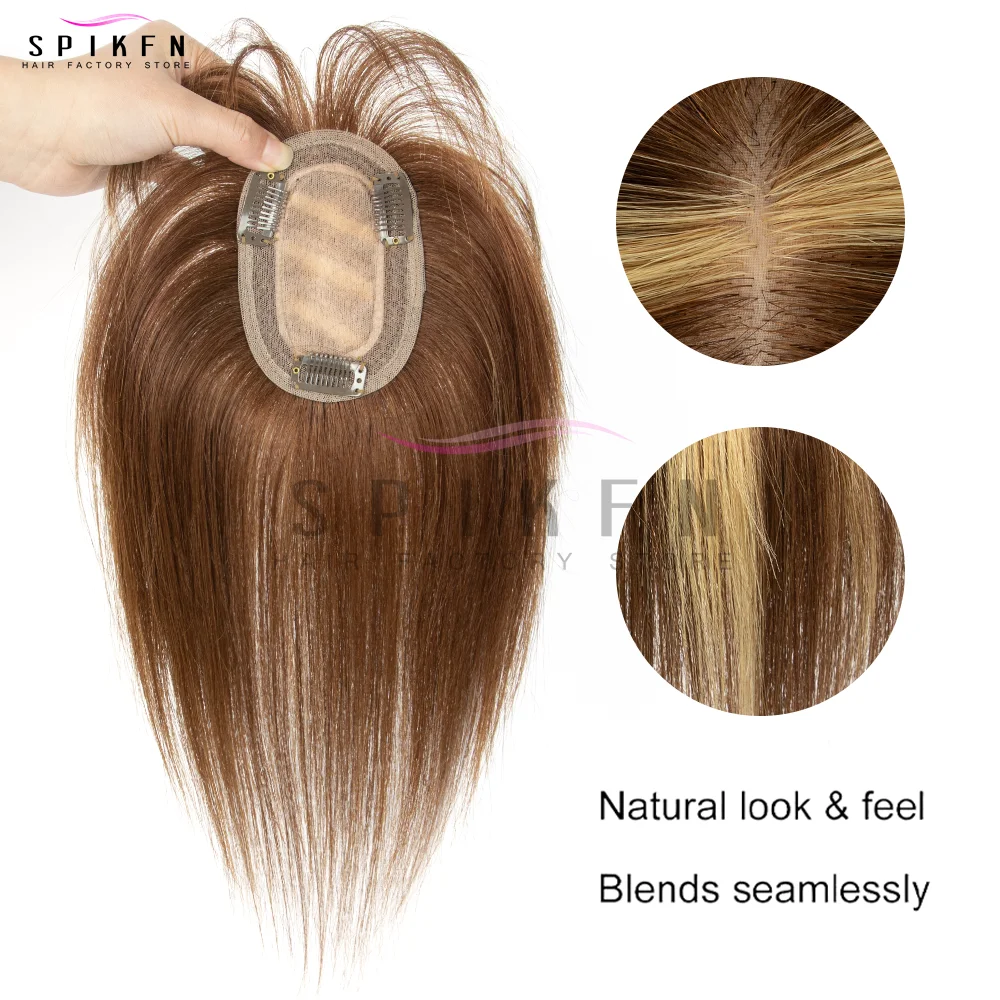 20-35 センチメートル本物の人毛トッパー自然なストレートヘアピース 8x12 センチメートル通気性のあるヘアベース女性のための脱毛や前髪のヘアスタイル