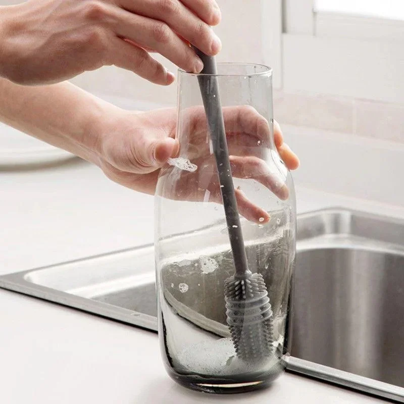 Silicone Milk Bottle Brush Cup Scrubber Glass Cleaner Kitchen Cleaning Tool Long Handle Drink Bottle Glass Cup Cleaning Brush view 3