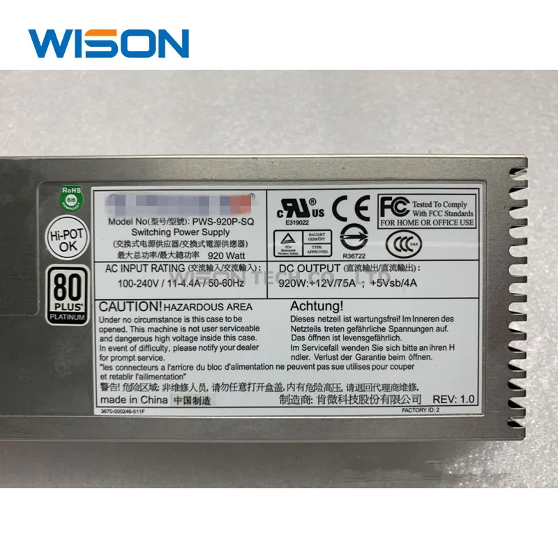 PSU For PWS-920P-SQ PWS-920P-1R PWS-801-1R PWS-721P-1R PWS-1K21P-1R Free Shippin original MODULE