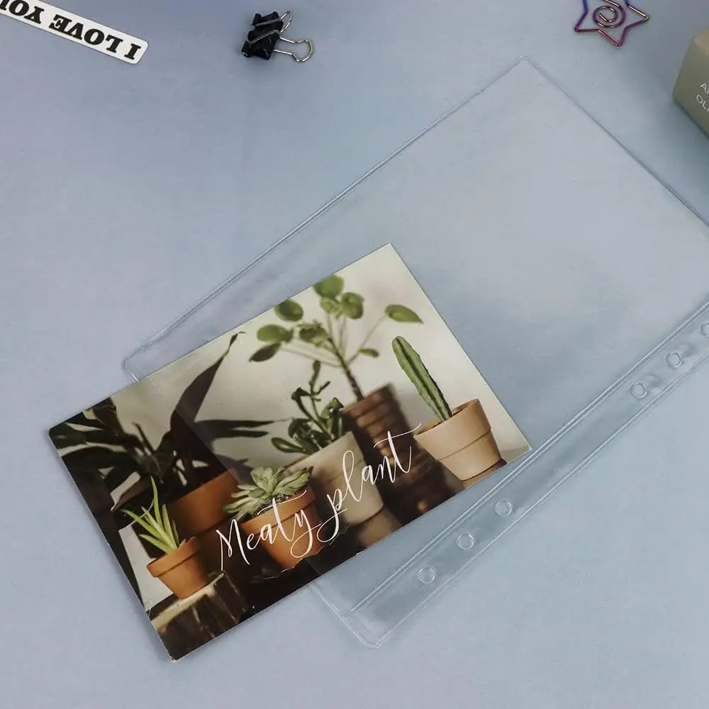 12PCS Mini A7 A6 A5 Binder Pocket Clear Binder Pouches Zipperless Cash Budget Binder Envelopes Top Open Sleeves Page Protectors