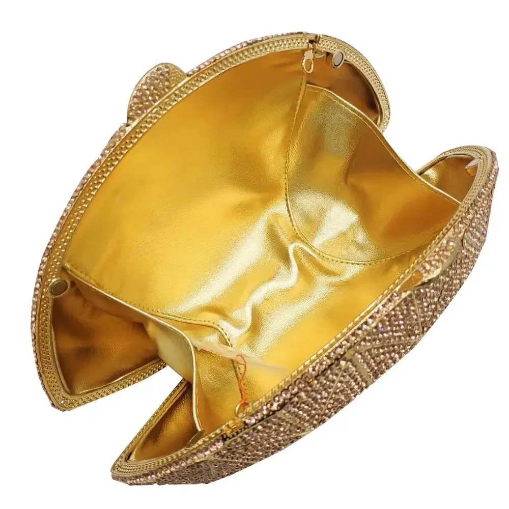 Boutique De FGG Novelty Women Crystal Evening Bags Bridal Rhinestone Minaudiere Handbags Party Dinner Prom Metal Clutches Purse