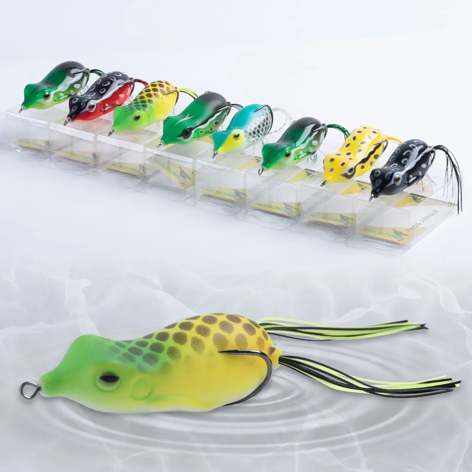 

Goture Fishing Lure 8pcs Bass Trout Fishing Lure Kit Set Realistic Floating Bait Frog Soft Lure for Freshwater Fishing Equipment