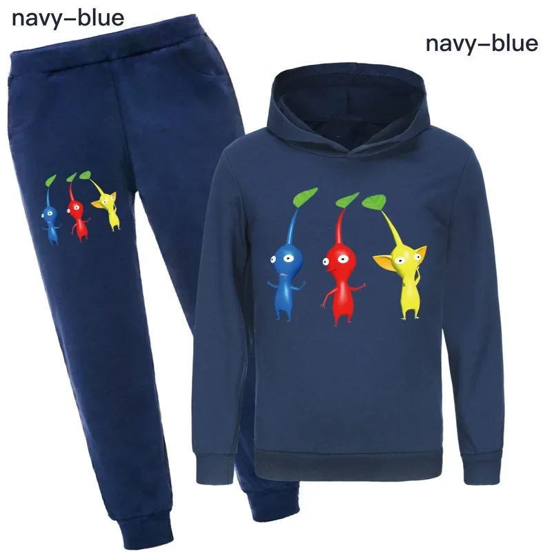 Kids Pikmins Hoodie Toddler Girls P-Pikmin 4 Clothes Baby Boys Long Sleeve Sweatshirt Sets Spring Autumn Children's Clothing