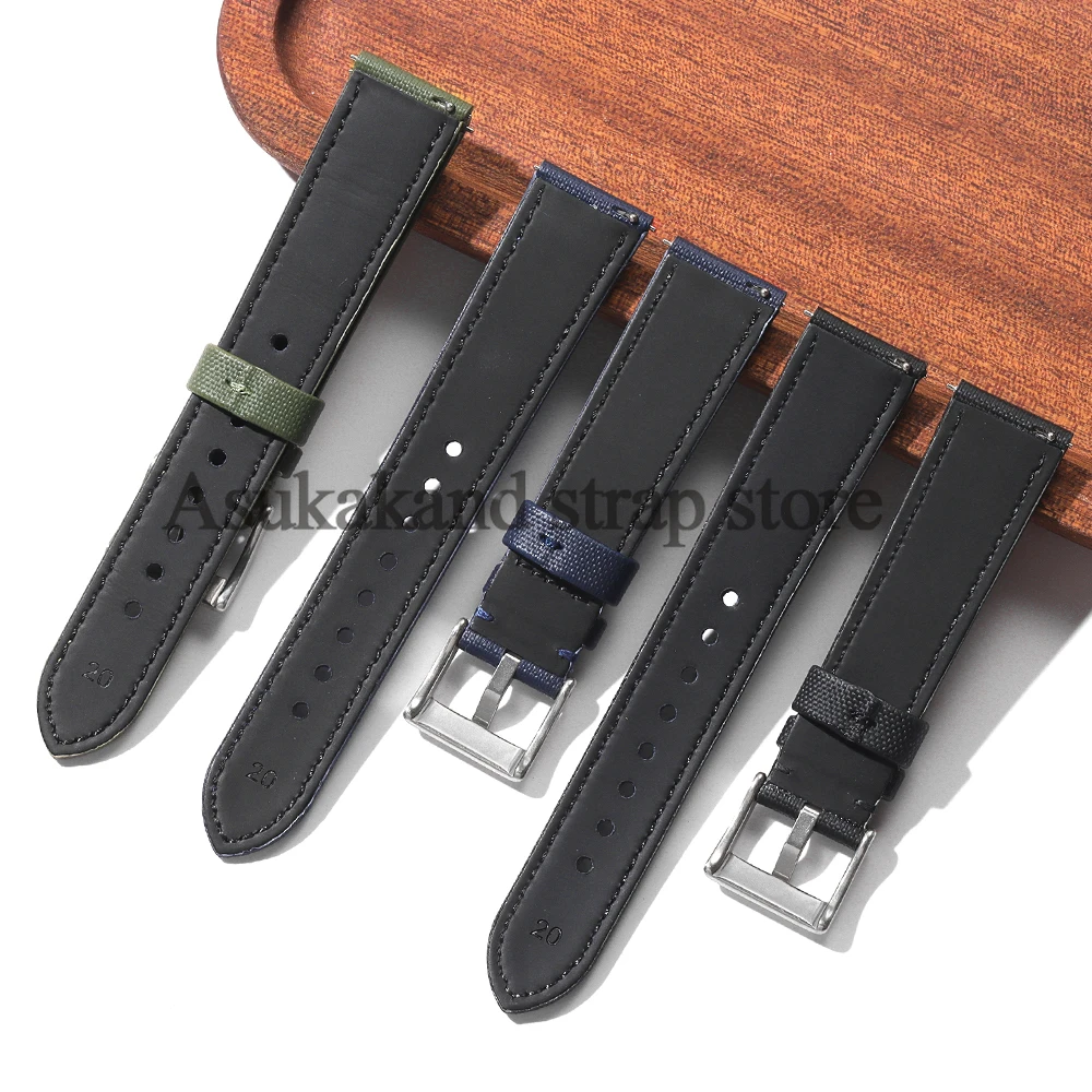 Correa de reloj de liberación rápida Sailcloth para Seiko, correas de reloj Blancpain, tela de nailon para hombres y mujeres, pulsera deportiva de 18mm, 20mm y 22mm
